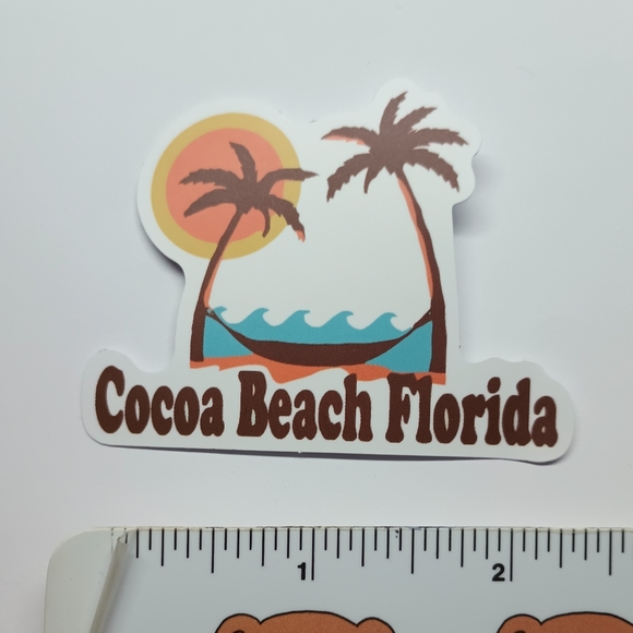 10/$10 Florida Cocoa Beach Ocean Beach Coastal Palm Phone Laptop Decal Sticker - Picture 1 of 2